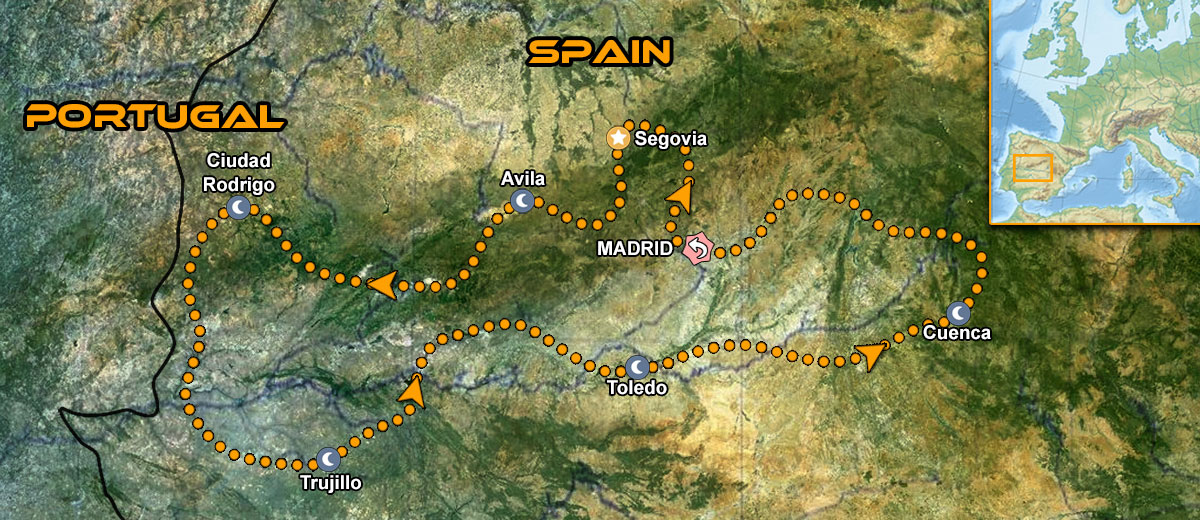 Castles Mountains Central Spain Motorbike Tour Map