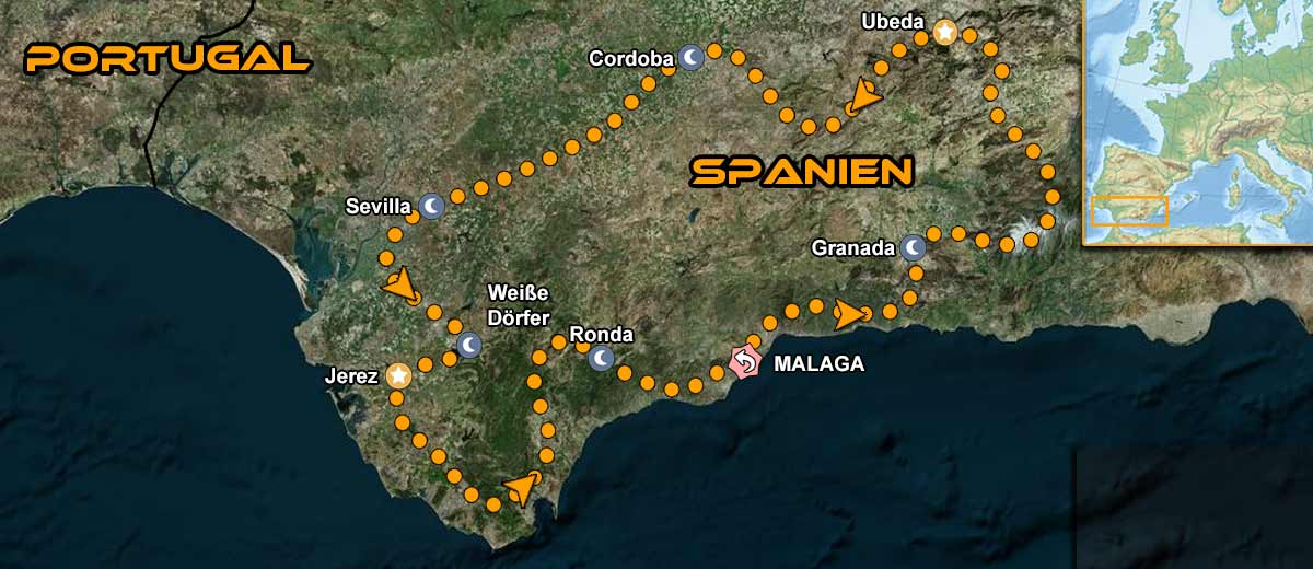 Karten Südspanien Andalusien Tour