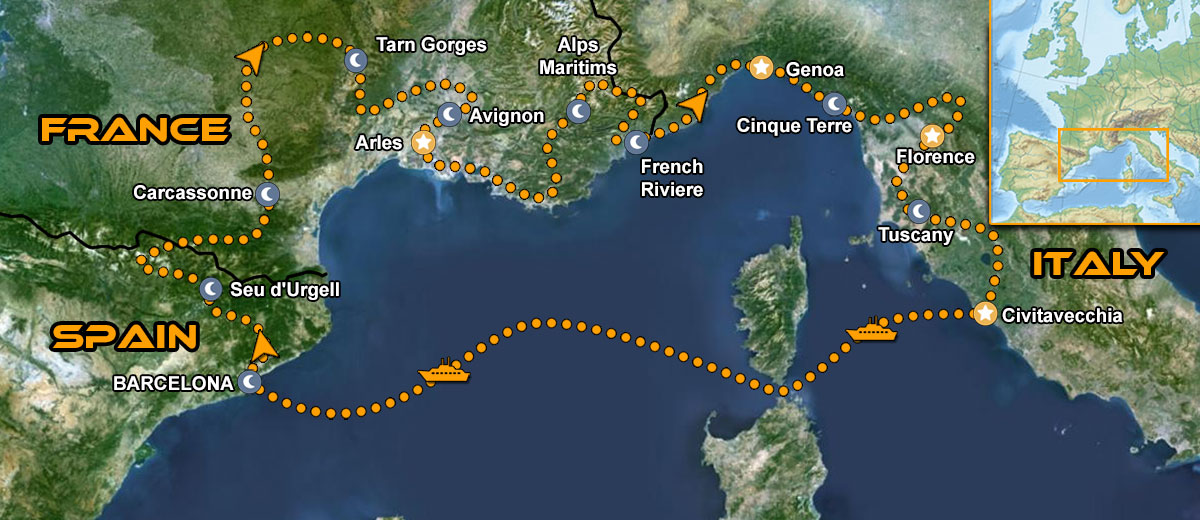Motorcycle Tour Europe Tuscany Provence IMTBIKE Map