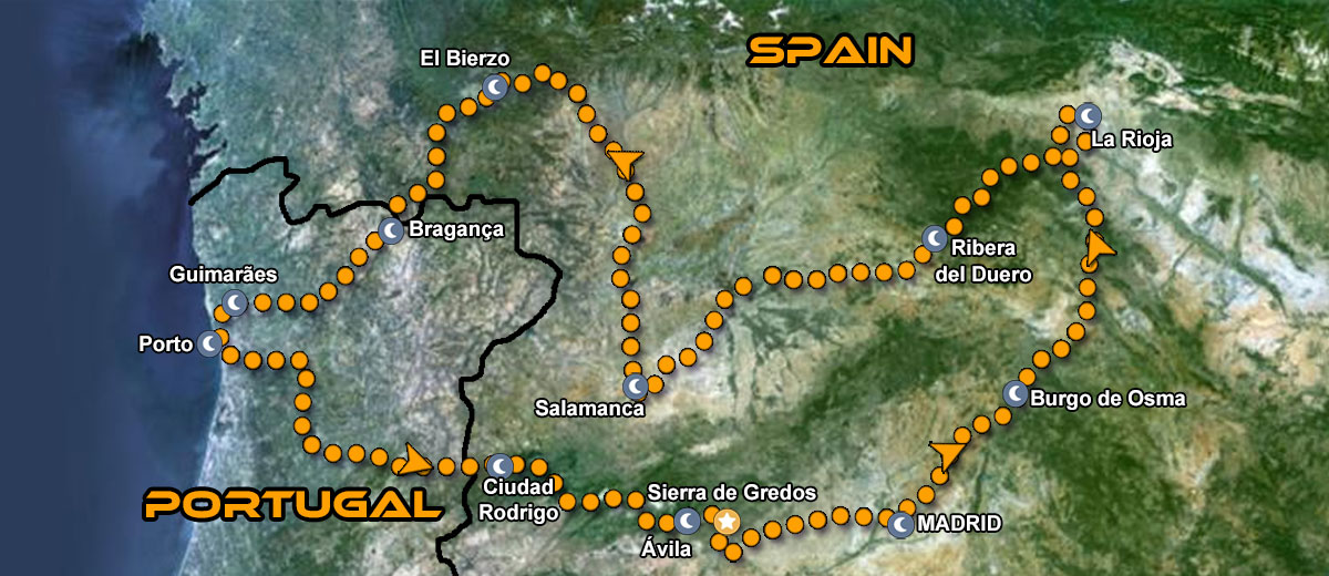 Northern Portugal and Spain Motorcycle Tour IMTBIKE Map